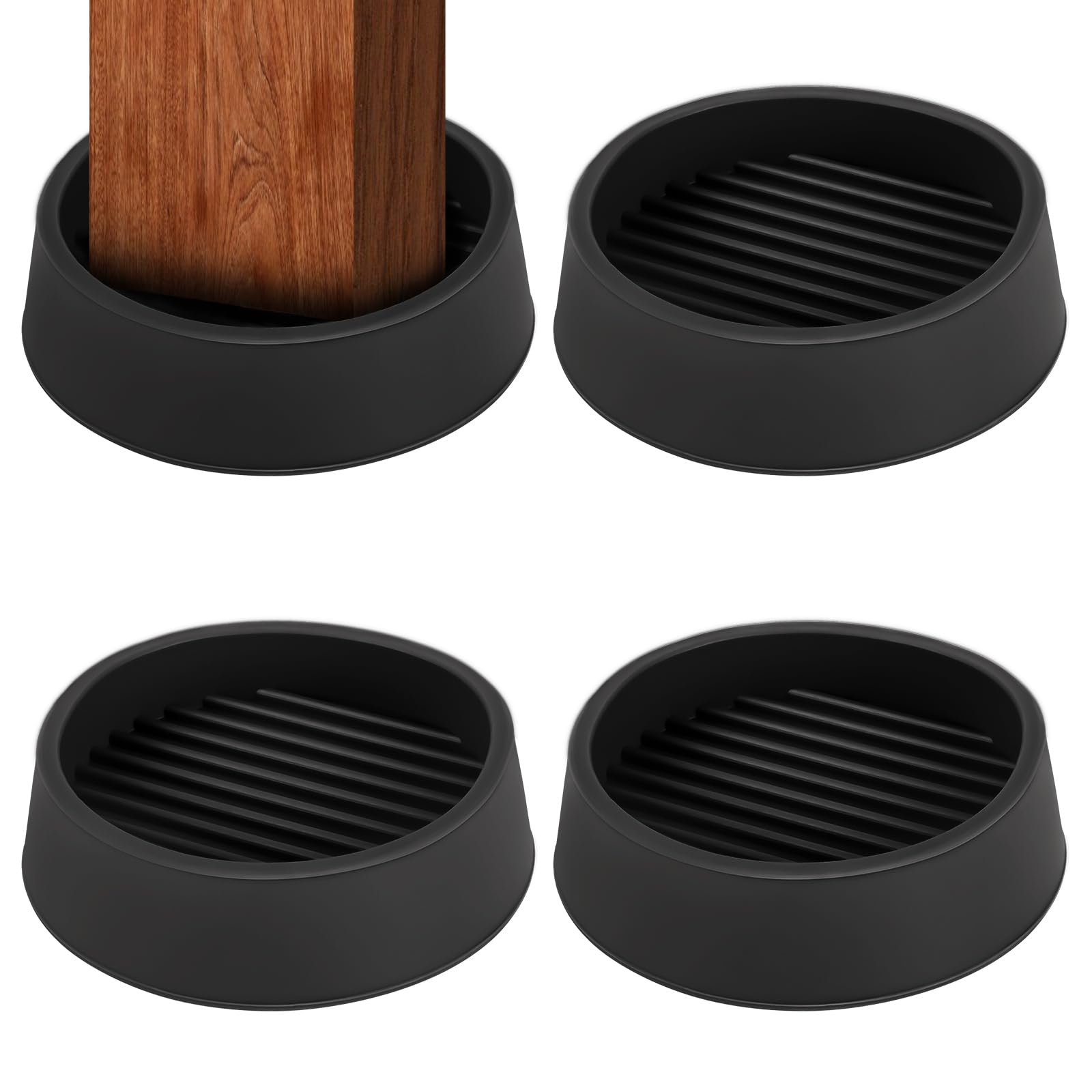 Rubber Castor Cups 2 IN, 4 PCS Carpet Protector Cups, Non Slip Furniture Coasters, Furniture Pads Round, Sofa Feet Protectors for Wooden Floors