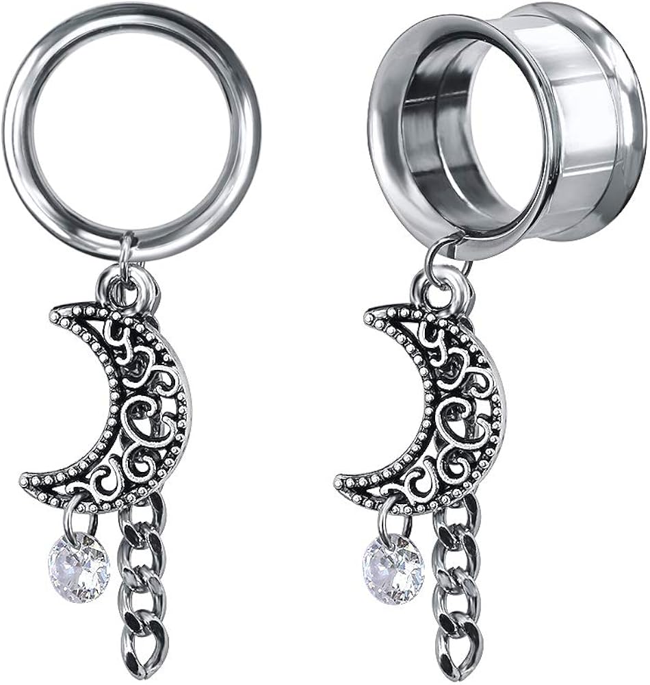 Vintage Dangle Ear Tunnels Plugs Stainless Steel Screw Ear Gauges Ear Expander Flesh Tunnels Piercing