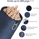 Vicloon Premium Large Peg Bag Navy Blue with Closing Cord and Hook view 3