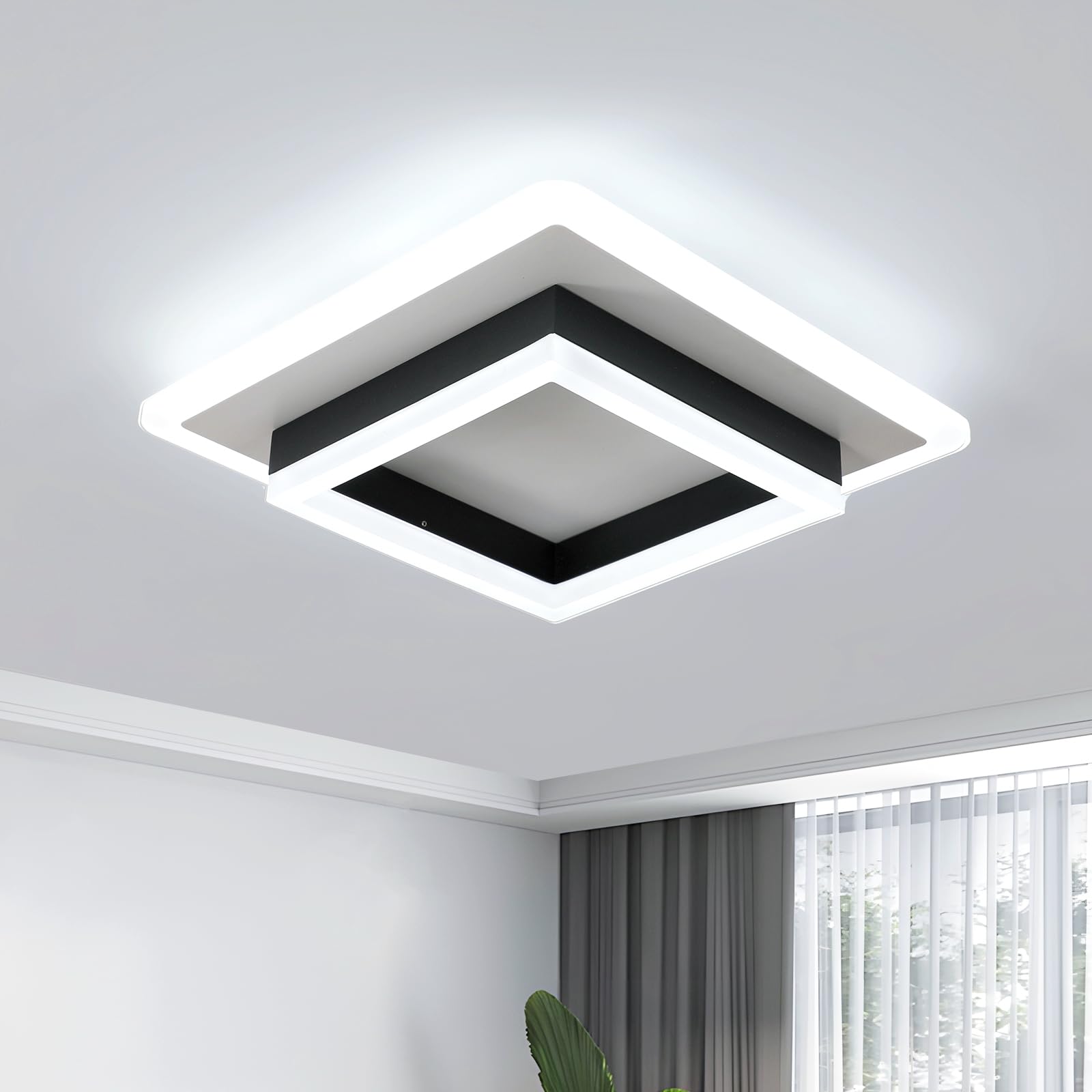SENQIU LED Ceiling Light 30W, 3375LM Modern Square Ceiling Lamp, Black LED Ceiling Lights for Bedroom, Kitchen Hallway, Office, Living Room, Cold White 6500K, 30CM