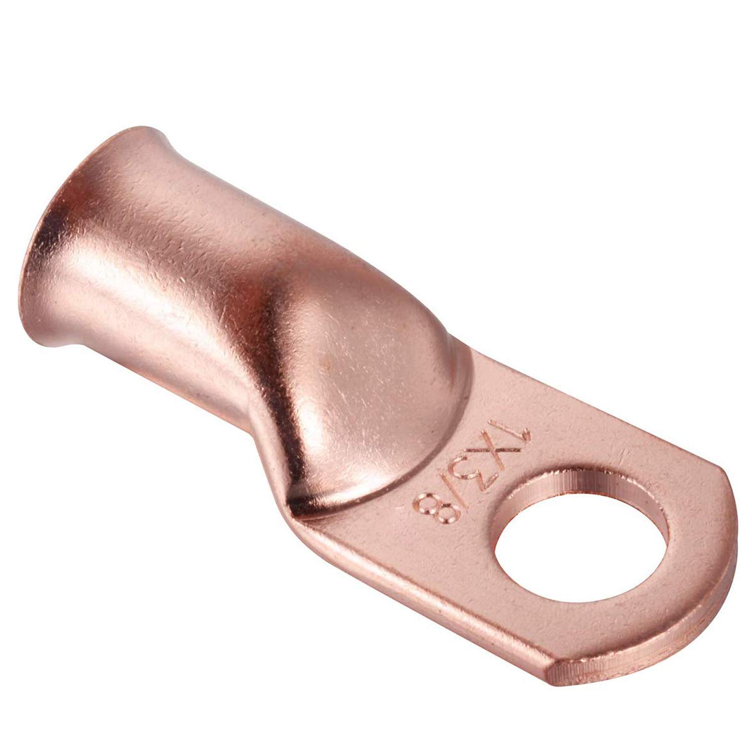8 Pcs Copper Lugs Ring Terminals Connectors, 3/8” Stud Size for 1 Gauge Wire - Battery Cable Ends