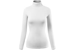 MixMatchy Women's Basic Long Sleeve Turtle Neck Slim Fit Top Shirt