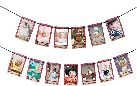 Amazon Com Busoha Lumberjack First Birthday Monthly Photo Banner