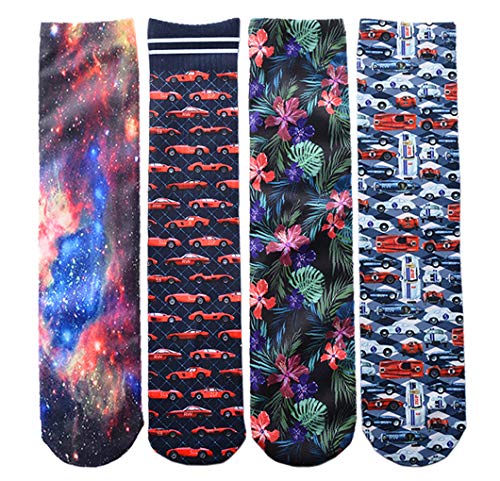 SherryDC Men’s Novelty Funny Crazy Graphic Photo 3D Print Casual Crew Tube Socks