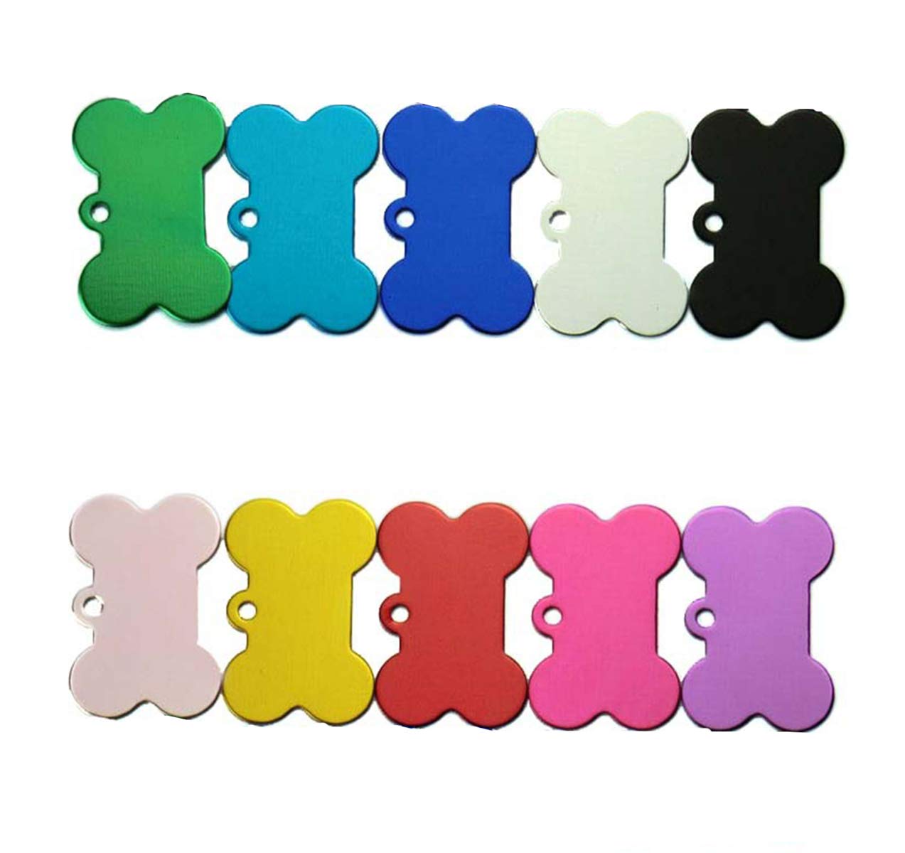BOBOZHONG Bone Shaped Dog Tag,10pcs Pet ID Tag Bone Shape,Stainless Steel Pet Id Tags Aluminum Alloy for Dogs and Cats Pet ID Tag(38mm)
