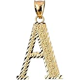 Claddagh Gold - Fine 14k Yellow Gold Initial Letter A Charm Pendant, 0.7"