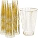 Glitter Disposable Cups | 14 oz. 50 Pack | Clear Plastic Cups | Gold Glitter Plastic Party Cups | Disposable Plastic Wine Glasses for Parties | Plastic Cocktail Glasses | Wedding Holiday Tumblers