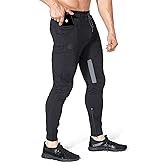 BROKIG Men Fitted Gym Sweatpants,Casual Slim Workout Jogger Pants with Zipper Pocket Bodybuilding Athletic Tapered Pants