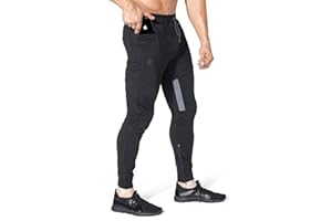 BROKIG Mens Gym Jogger Pants,Casual Slim Workout Sweatpants with Zipper Pockets Bodybuilding Athletic Pants