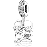 Bolenvi Brother Sister Boy Girl Dangle Pendant Charm, Omni Clasp Clip on 925 Sterling Silver Charms Compatible with Pandora & Similar Bracelets, Necklaces & DIY Jewelry, Charms for Jewelry Making