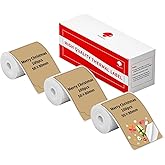 Phomemo M110 Brown Chrismas Thermal Labels, 1.96" x 3.14" (50x80mm), Shaped Stickers Self Adhesive Label Compatible with M100/M110/M108 Label Maker Printer, 300pcs in 3 Rolls, Ideal for Gift