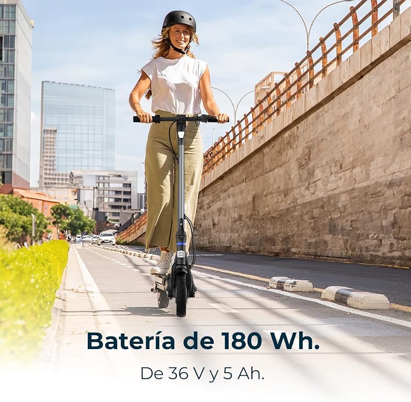 Bongo D20 XL conectado Scooter elétrico aprovado com aplicativo. Potência máxima de 630W, alcance de até 20km, rodas de 10", inclinações superadas, freio dianteiro e traseiro