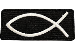ARES DESIGNS Christian Fish Symbol Patch Embroidered Iron-on/Sew-on Decorative Embroidery Applique Clothing Vest Jacket Premium Stitching Vacation Travel Souvenir Religious Love Jesus God Faith Inspirational