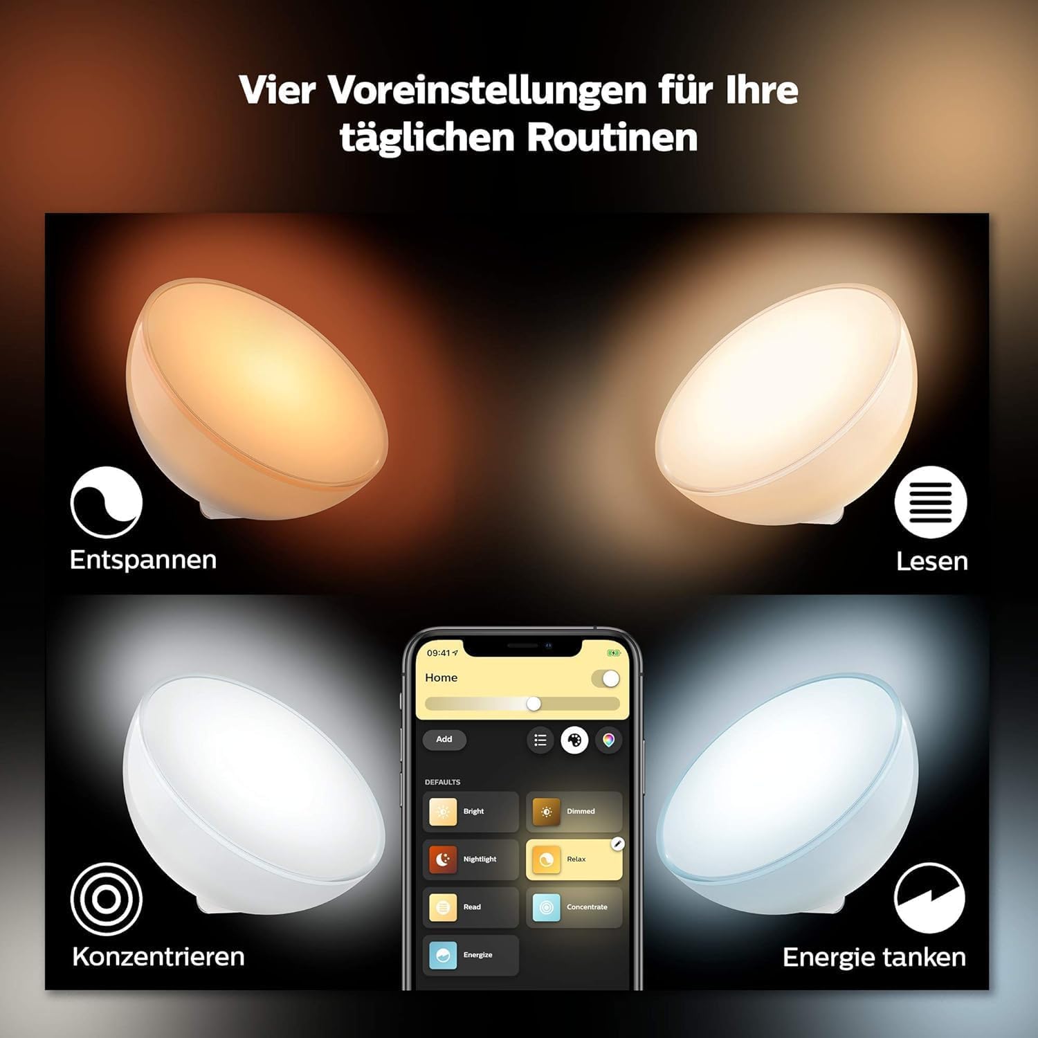 Philips Hue White & Color Ambiance Go Tischleuchte (530 lm), dimmbare LED Leuchte für das Hue Lichtsystem mit 16 Mio. Farben, smarte Lichtsteuerung über Sprache oder App, weiß 7