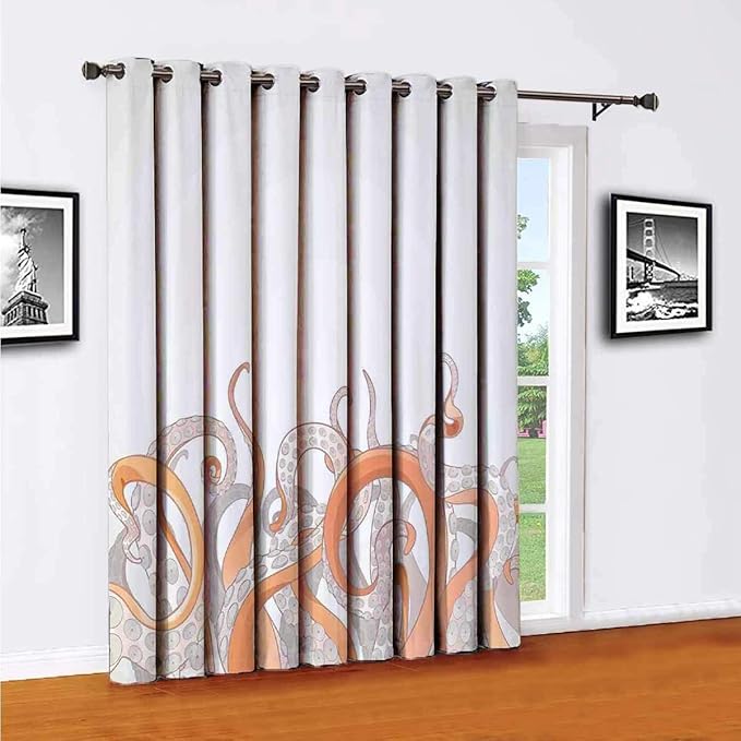 Cortinas para puerta corredera de pulpo, cortinas de patio, fondo de