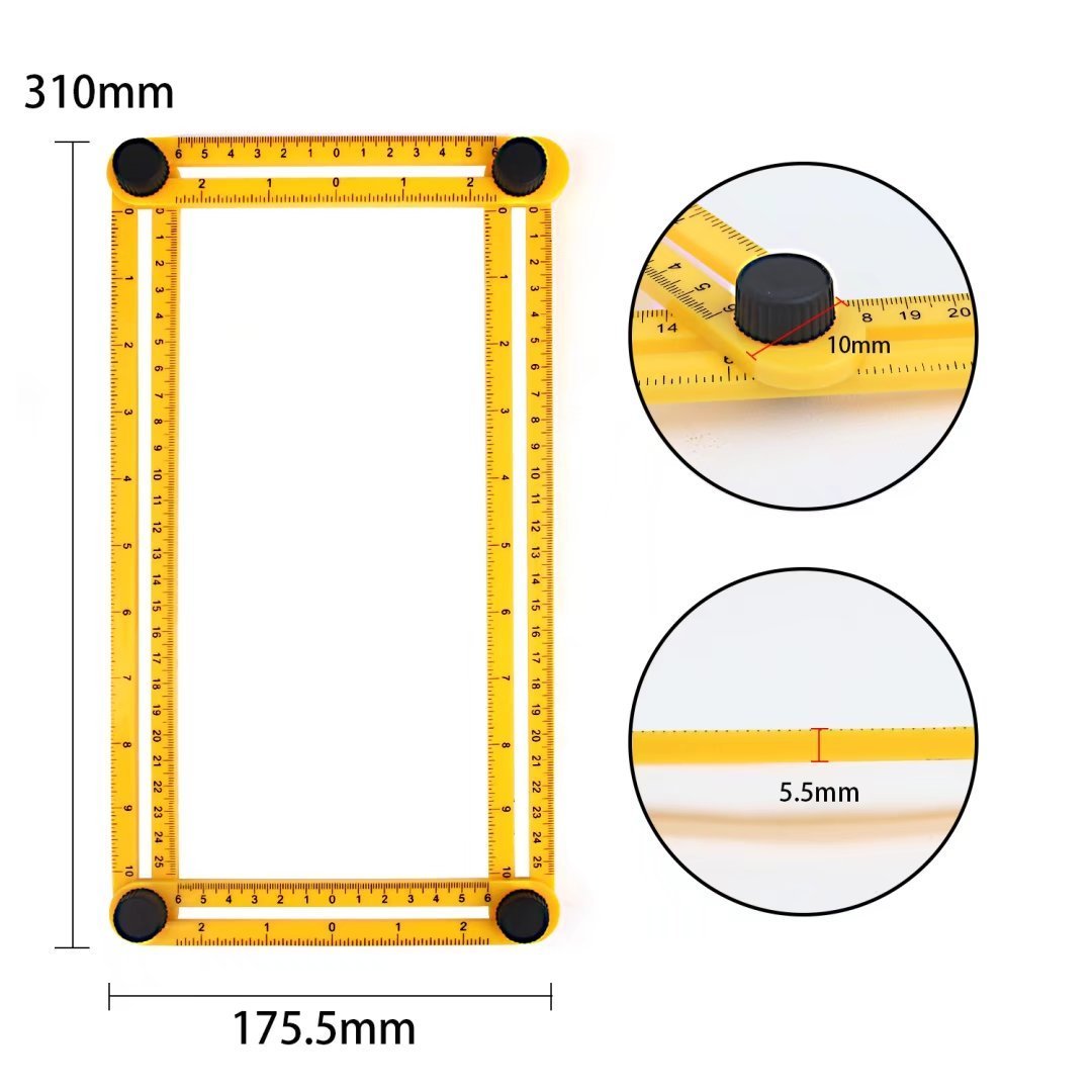 Multi Angle Measuring Ruler, Ultimate Template Tool Angle Measurement Tool for Craftsmen, Builders & Handymen