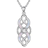 YFN Pearl Celtic Necklace S925 Sterling Silver for Women, Anniversary Irish Celtic Knot Jewelry Present for Women, Birthday Gifts