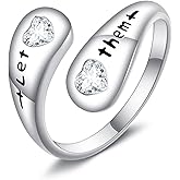 YAFEINI Let Them Ring S925 Sterling Silver Self Worth Motivation Ring Open Adjustable Let Them Jewelry Inspirational Gift for Women Men Friends