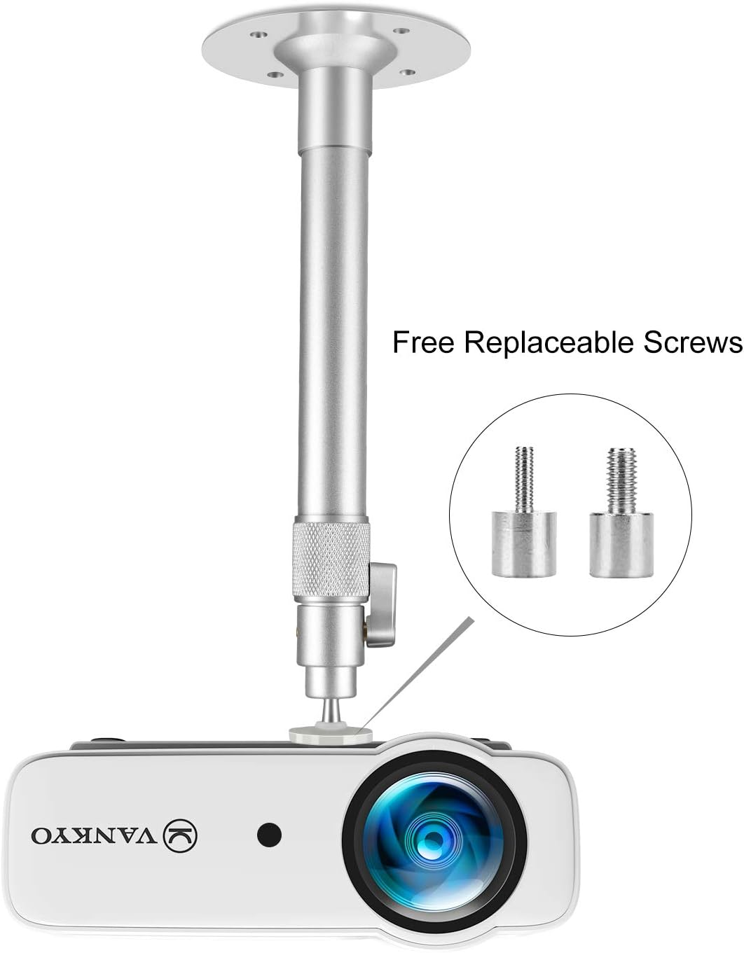 VANKYO Universal Extending Projector Ceiling Mount with Height Extendable Length 11.8" - 19.7" Adjustable 360°Angle Rotatable Drop Ceiling Projector Mount, Compatiable with VANKYO Leisure 3: MP3 Players & Accessories
