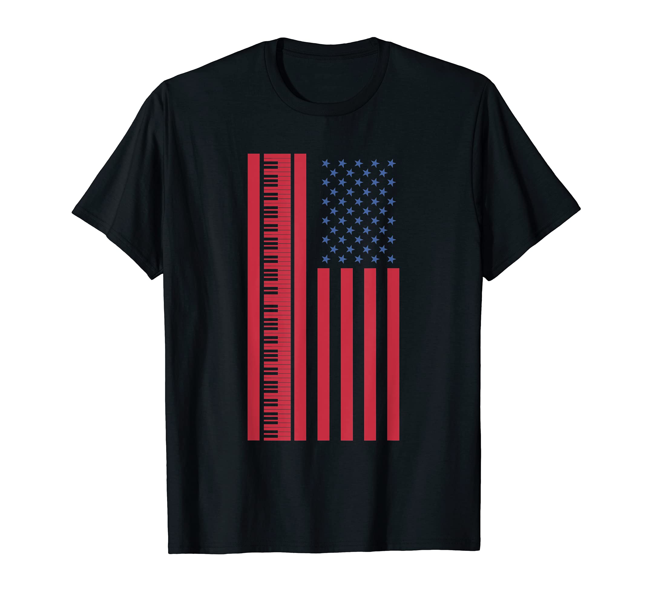 Patriotic Pianist Musician USA Flag Piano Keyboard Piano T-Shirt