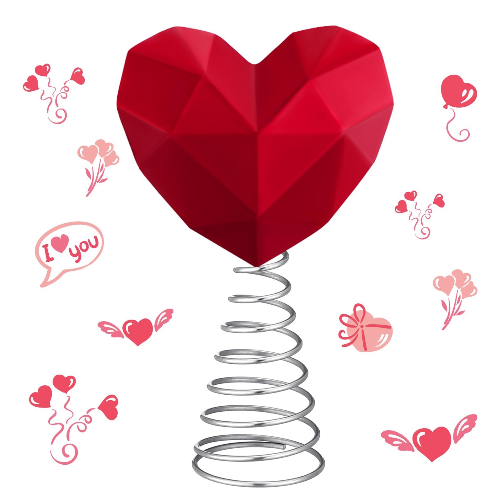 Photo 1 of Zomiboo Valentine's Day Red Heart Miniature Tree Topper Ornaments 4 Inches Mini Heart Decor for Valentine's Day Wedding Decoration