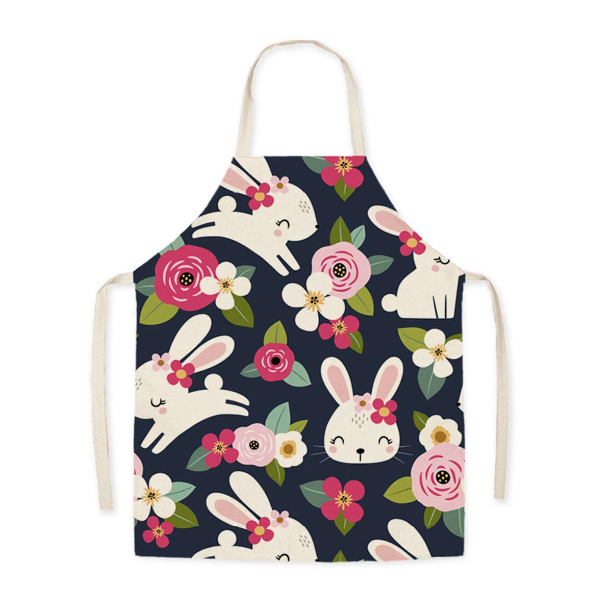 Eyands Rabbit Child Apron for Cooking Baking - Cute Pattern Linen Kitchen Apron for Kids, Cooking Painting Gardening Apron