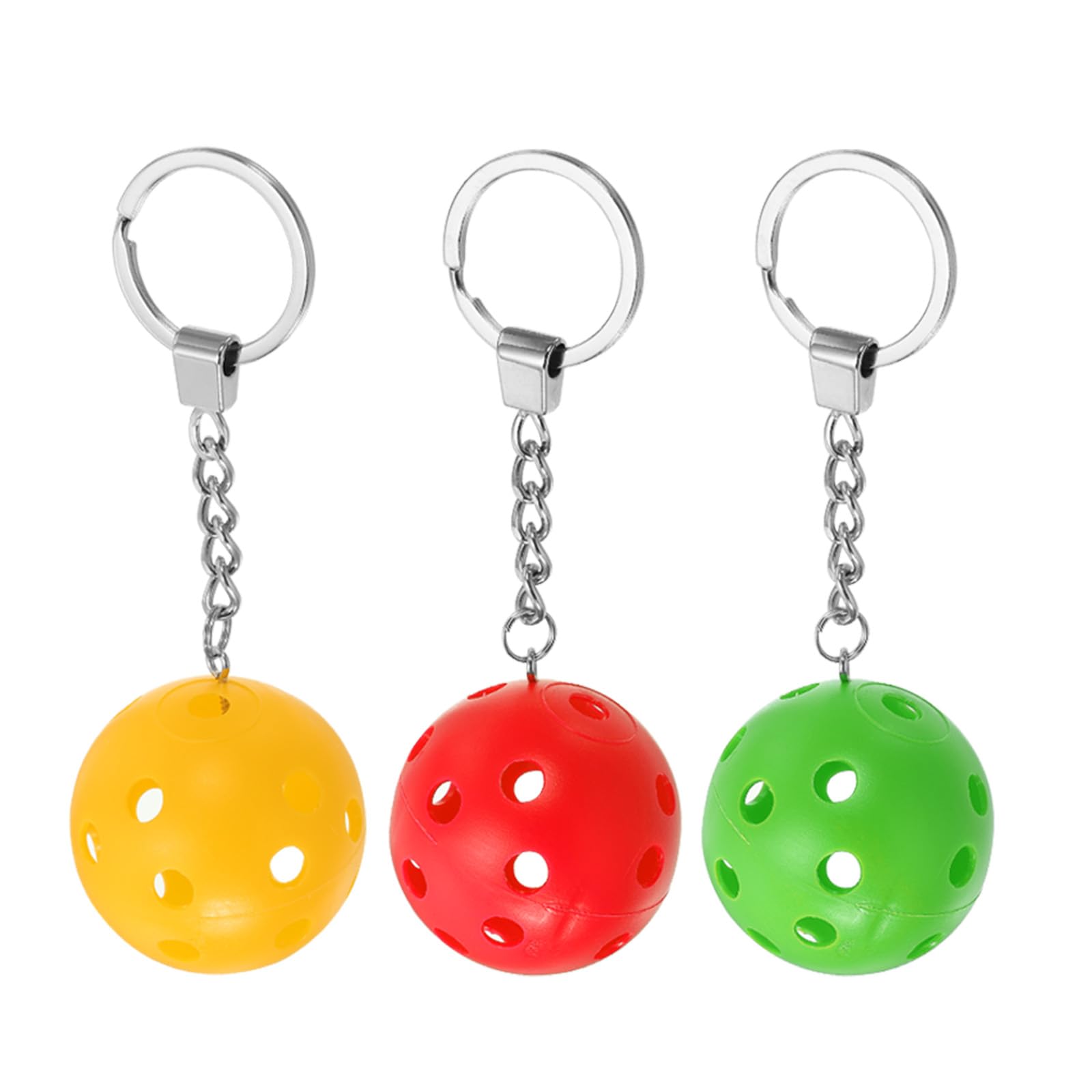 PATIKIL Pickleball Keychains, 3 Pack Mini Pickleball Ornament for Bag Backpacks Rackets Luggage Tags Party Favors Bottles Decorations, 3 Colors