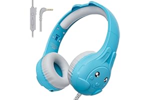 ZIUMIER Kids Headphones, with Microphone, 80/90dB Volume Limiter, Audio Sharing Port, 3.5mm Wired Toddler Headphones for School Travel