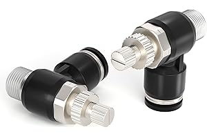 TAILONZ PNEUMATIC 3 Pack SL-1/4-N1 Push to Connect Air Line Fitting Air Flow Control Valve 1/4 Inch od 1/8 Inch Npt Elbow 90 Degree Air Speed Control Valve Fitting Push Lock