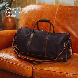 Waxed Canvas Weekender Duffle Bag, Vintage Style