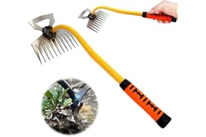 WEGODAL 2024 Upgrade Weeding Artifact Uprooting Weeding Tool, 16in Stainless Steel Hand Weeder Tool with Handle, 4 Teethes Dual Purpose Manual Multifunctional Weeders for Garden (C: 33cm/13in)