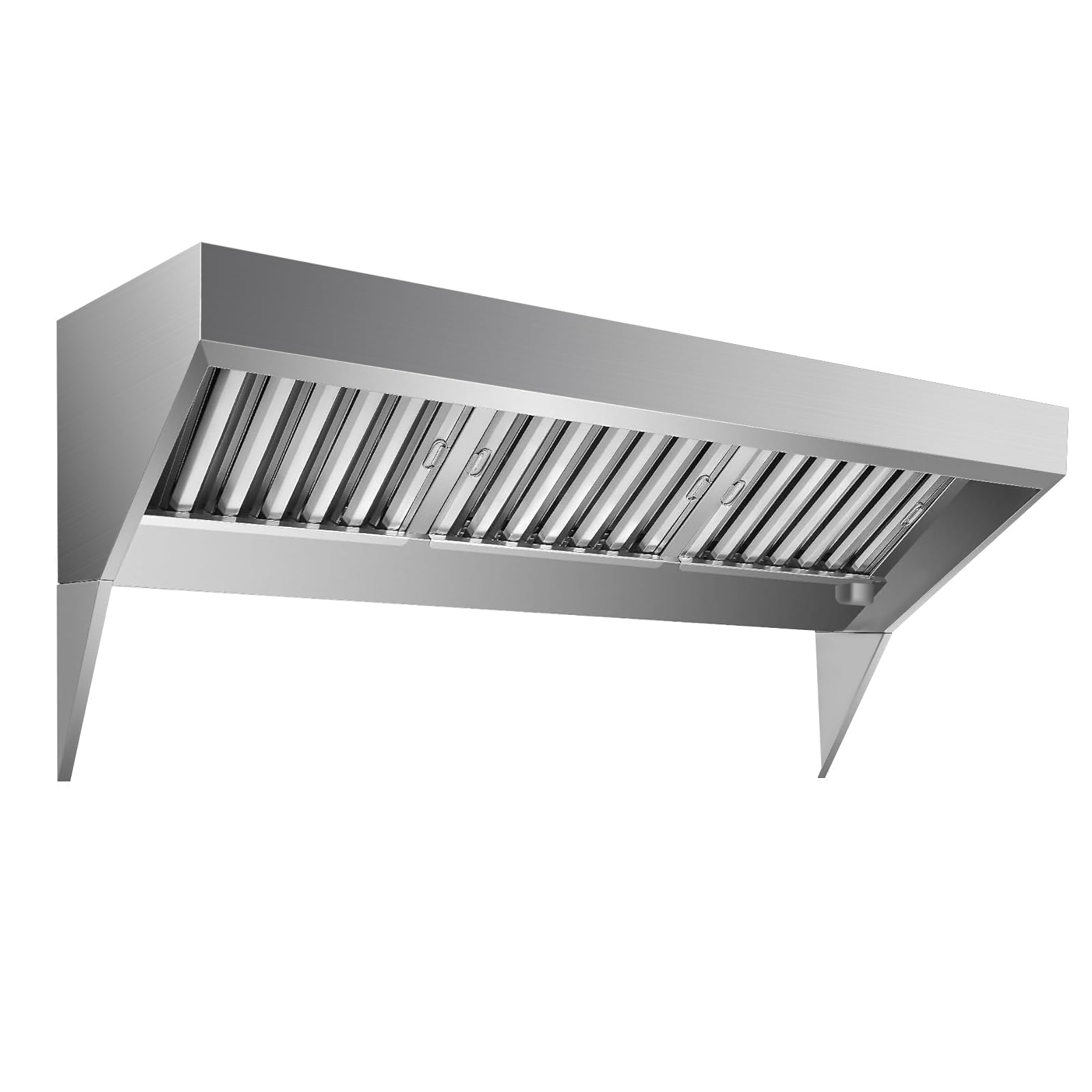 6FT Commercial Exhaust Hood, 201 Stainless Steel Rust-Resistant Vent Hood with 3 Detachable U-Shaped Grid Oil Filter for Concession Trailer Food Truck Restaurant Kitchen