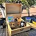Locking Storage and Keepsake box with lid- Wooden Storage Box for Home - Treasure Box with compartments Natural Pine Wood Gift Boxes (Natural Wood)