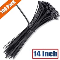 YIBIDINAY 100 pieces 14 inch Cable Zip Nylon Heavy Duty Self Locking Wire Ties, Black