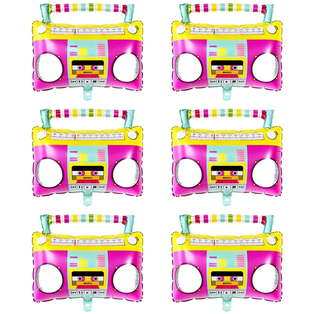 WANGCL 6 Pieces 22 Inches Inflatable Boombox for 80s 90s Party Decor Chain Link Balloons for Hip Hop Birthdays Weddings Party Supplies