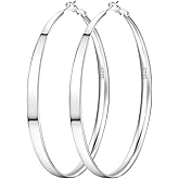 Senteria 5MM Wide 925 Sterling Silver Hoop Earrings for Women Hypoallergenic Extra Large Silver Hoops Earrings Large Oversize Big Thick Hoop Earrings for Women 30/40/50/60/70MM