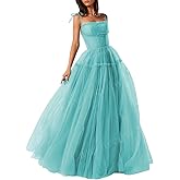Spaghetti Straps Prom Dresses Tulle Long Formal Evening Party Gowns for Women Backless Bridesmaid Dress A-Line