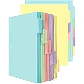 Dynta 3 Ring Binder Dividers with 5 Tabs Bulk 150 Pcs/30 Sets 8.5 x 11 Inches, Letter Size, 5 Colors Durable Paper 3 Hole Punch Index Divider for Kids, Women, Students