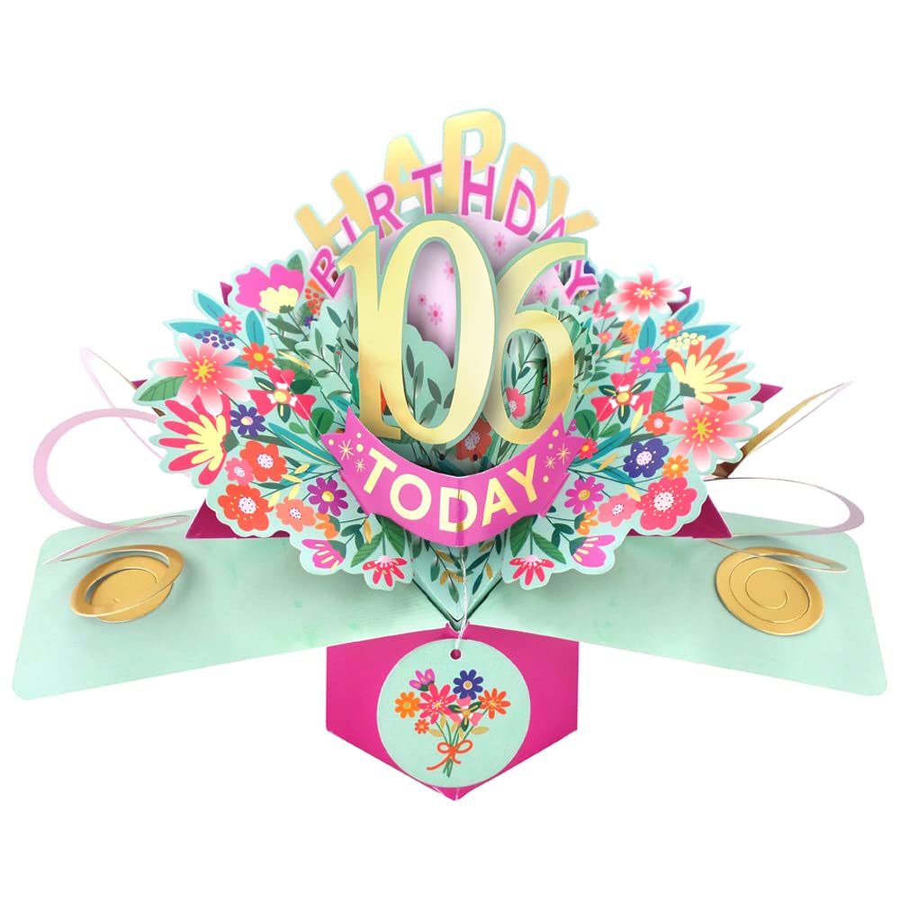 Happy 106th Birthday 106 Today Pop-Up Greeting Card Love Kate's Pop Up Cards Her POP215MC106