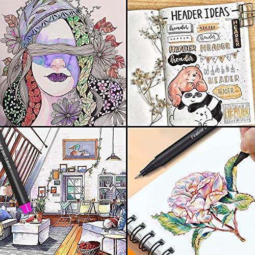 L\'AISE VIE 24 Fineliner Color Pens Set, 0.4mm Fine Tip Pens, Colored Fine Line Sketch Drawing Pen, Color Pen for Planner