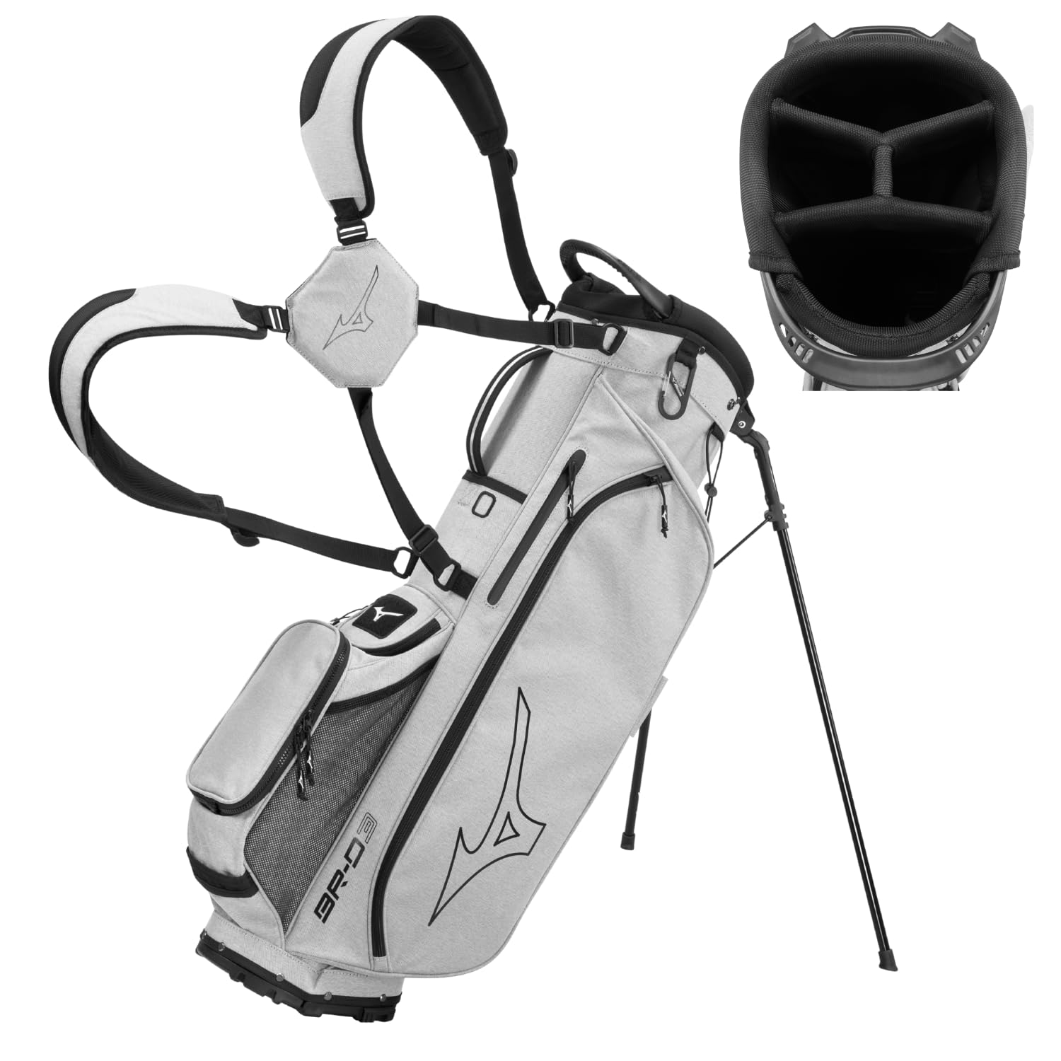 Mizuno BR-D3 Stand Golf Bag | 8 1/2 Inches | Heathered Grey