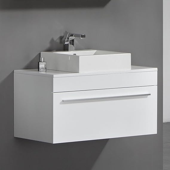 Nebraska White 900mm Counter Top Basin Drawer Unit Wall Mounted