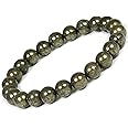 Reiki Crystal Products Natural Pyrite Bracelet 8mm for Reiki Healing and Vastu Correction Protection Concentration Spirituality and Increasing Creativity