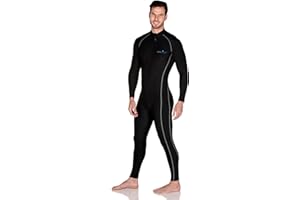EcoStinger® Men UV Protection Swimwear Full Body UV Stinger Suit Dive Skin Black Silver