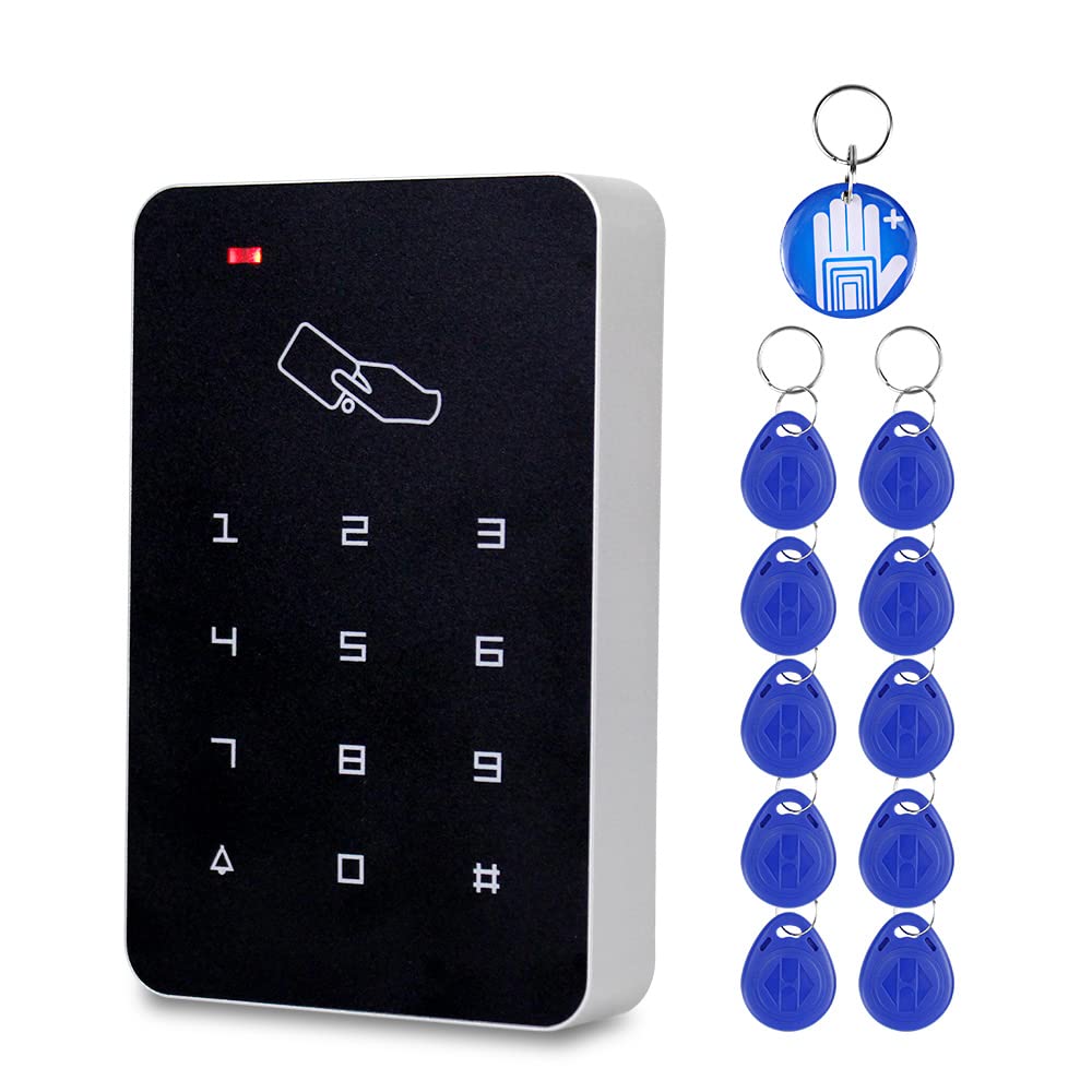 OBO HANDS RFID Standalone Access Control Card Reader with Digital Keypad, T22, 10 EM4100 Tags, PVC, 12V, 1000 Users