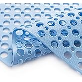 Nonslip Bathtub Mat Extra Soft TPE Bath Mat for Kids, Machine Washable Bathroom Shower Mat, Smooth/Non-Textured Tubs Only, 30L x 17W Inch (Blue)