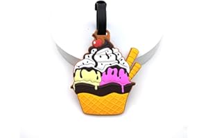 QFSH Cute Silicone Luggage Tag for Women Men Unique Travel Bag Tags Funny Colorful Identifier Suitcase Luggage Label (Ice Cream Cup Cake)