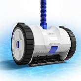 VINGLI Suction-Side Pool Cleaner, Wall-Climbing Vacuum - Blue&amp;White | Pool sweeper with 39.6FT tangle-free hose , requires &ge;1.5HP pump,for above/ inground pools, quick setup