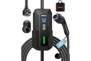 GRECELL Level 2 EV Charger, 32A/7.4KW Electric Vehicle Portable Charger with 25FT Cable, ETL Certified Level 2 Car Charger for All SAE J1772, 240V NEMA 14-50 Adjustable Current for Home & Travel