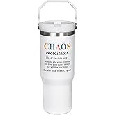 Valentines Day Gifts for Women Coworkers - Chaos Coordinator 30 oz Stainless Steel Tumbler with Lid and Handle - Thank You Birthday Employee Appreciation Gifts for Coworkers Friends Boss Teachers